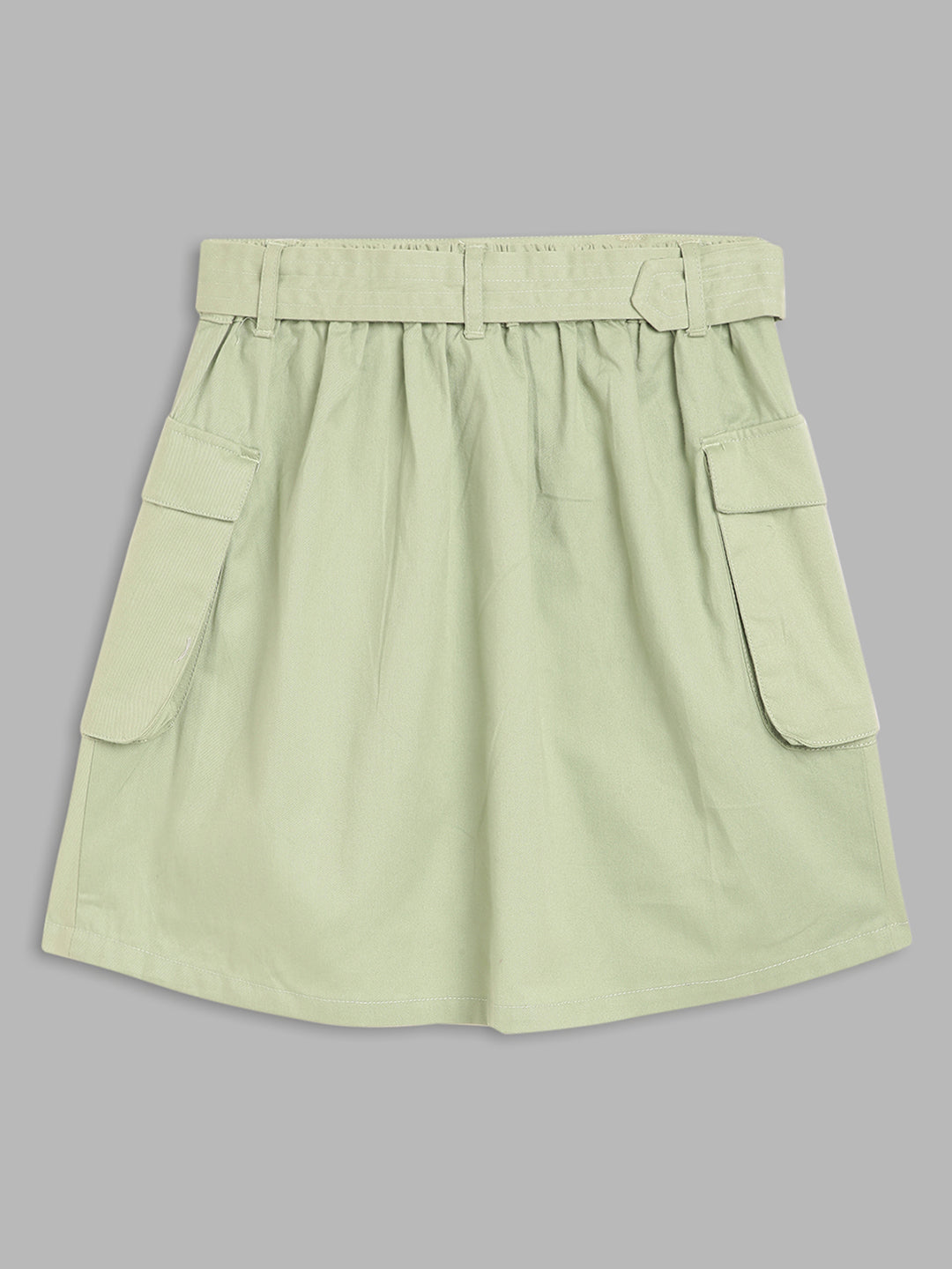 Elle Kids Girls Olive Solid Regular Fit Skirt
