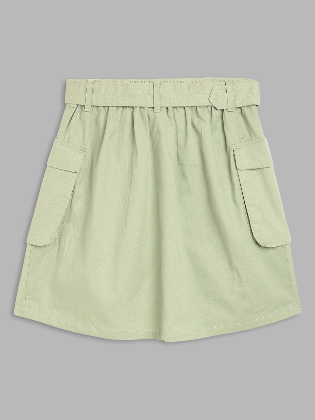 Elle Kids Girls Olive Solid Regular Fit Skirt