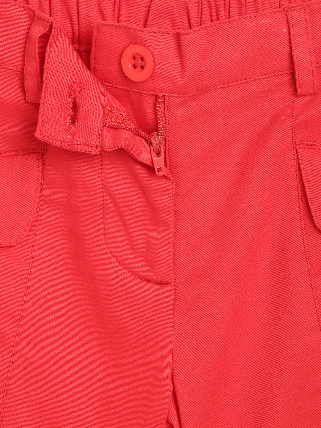 Elle Kids Girls Red Solid Regular Fit Shorts