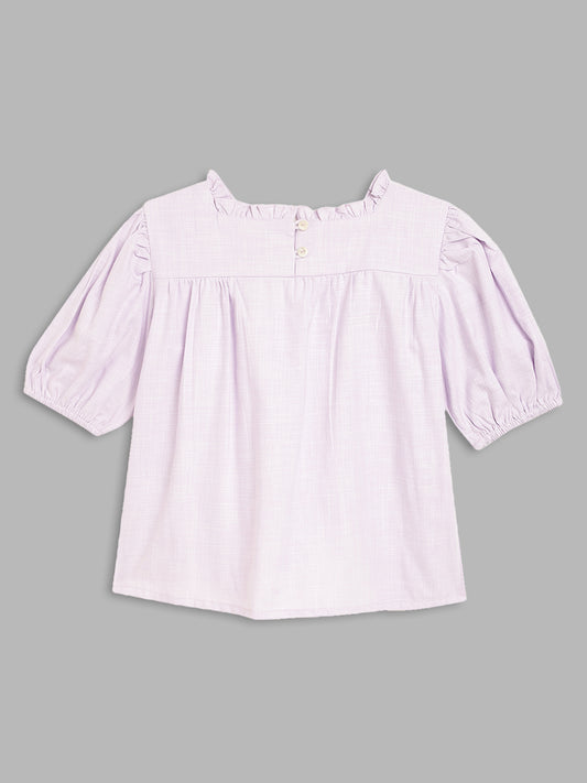 Blue Giraffe Girls Lilac Solid Square Neck Top