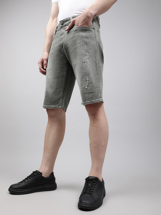 Lindbergh Men Olive Solid Regular Fit Shorts