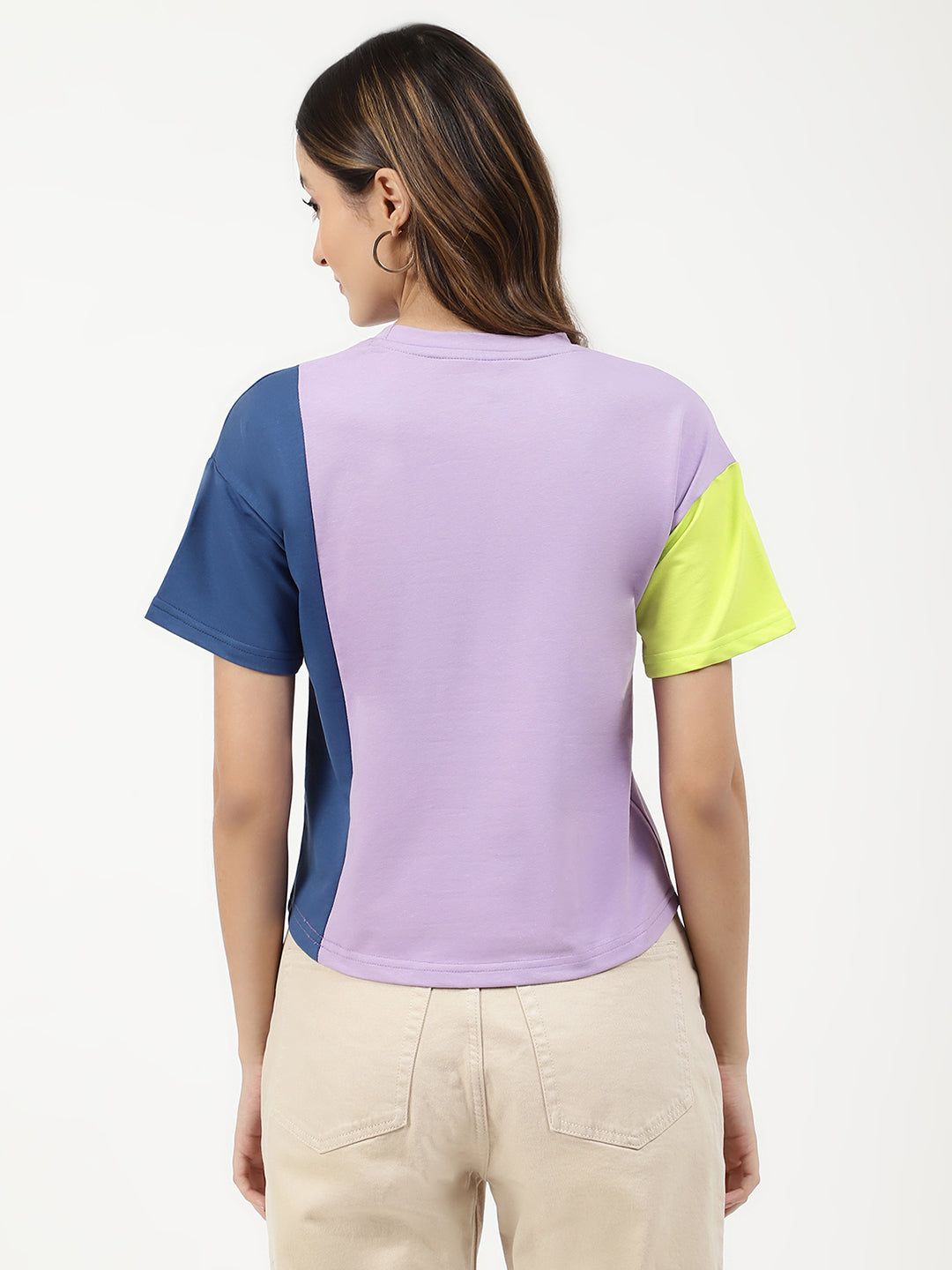 Elle Purple Printed Boxy Fit T-Shirt