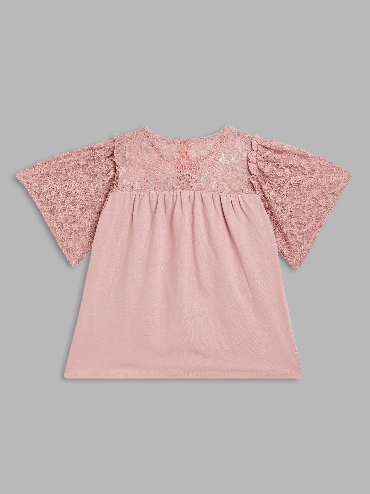 Blue Giraffe Girls Pink Solid Round Neck TShirt
