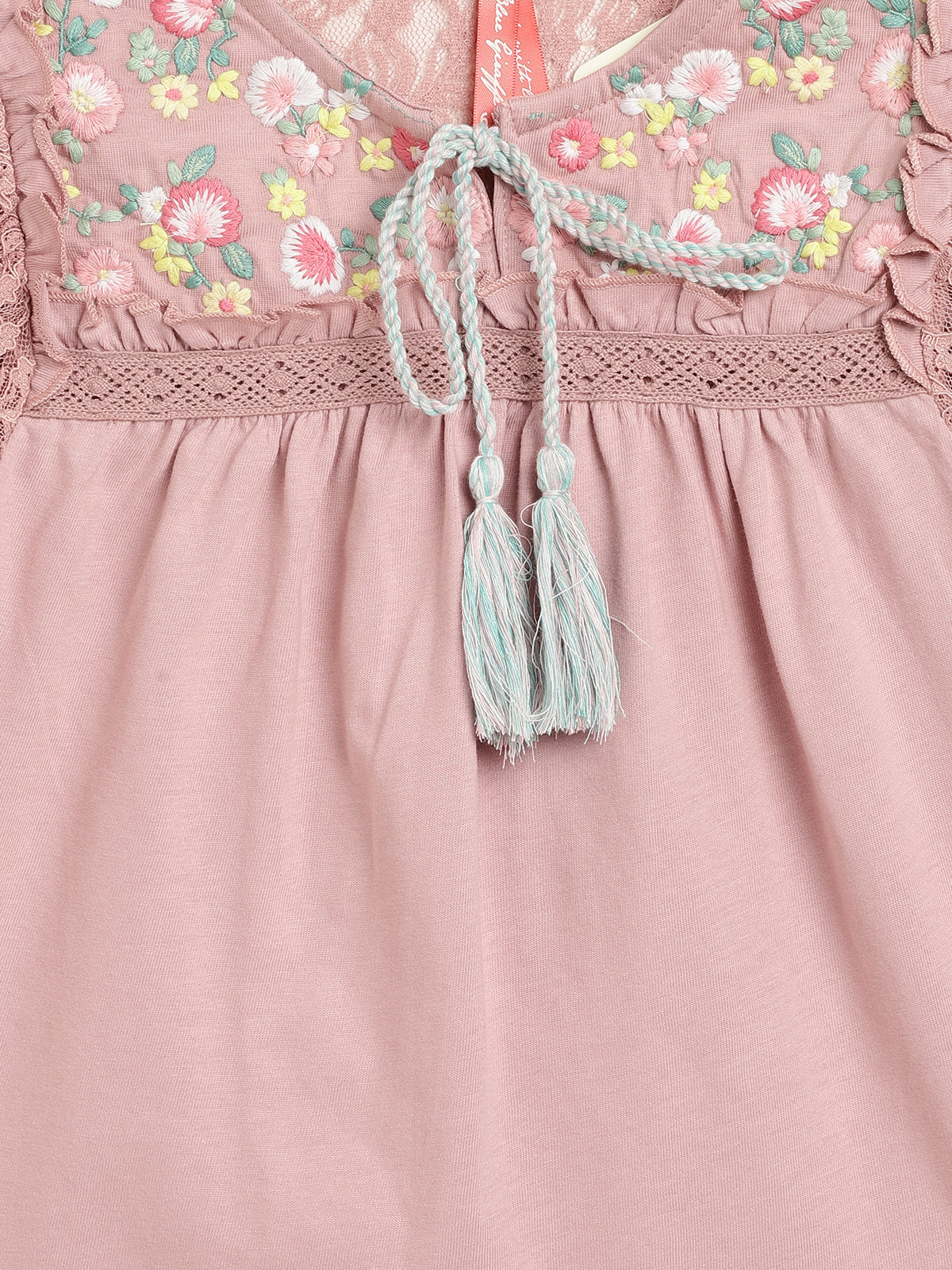 Blue Giraffe Girls Pink Solid Round Neck TShirt