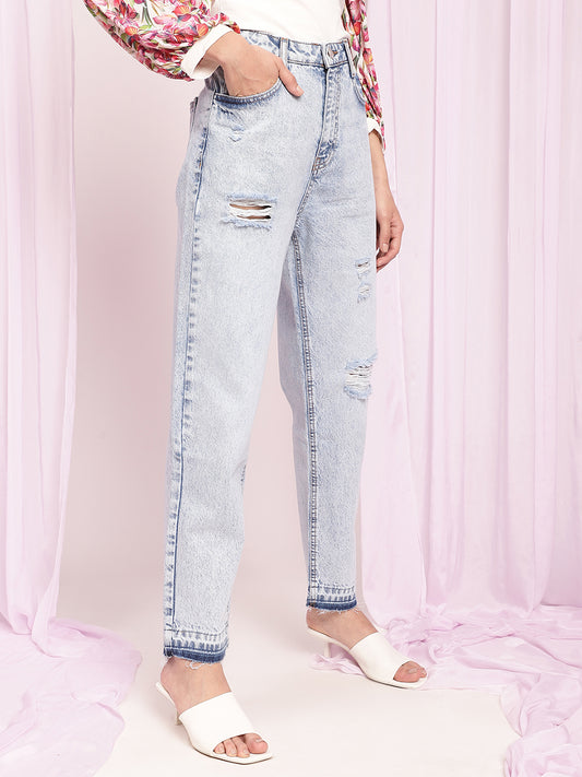 Kendall & Kylie Women Blue Solid Loose Fit Jeans