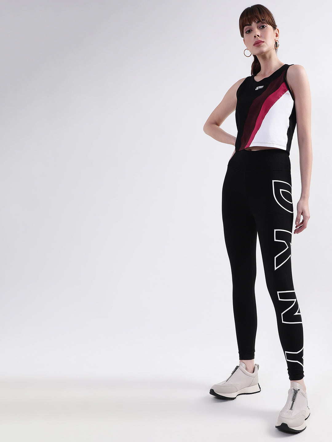 DKNY Women Black Self Design Regular Fit Leggings