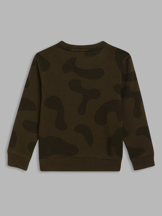 Blue Giraffe Boys Olive Printed Sweatshirt