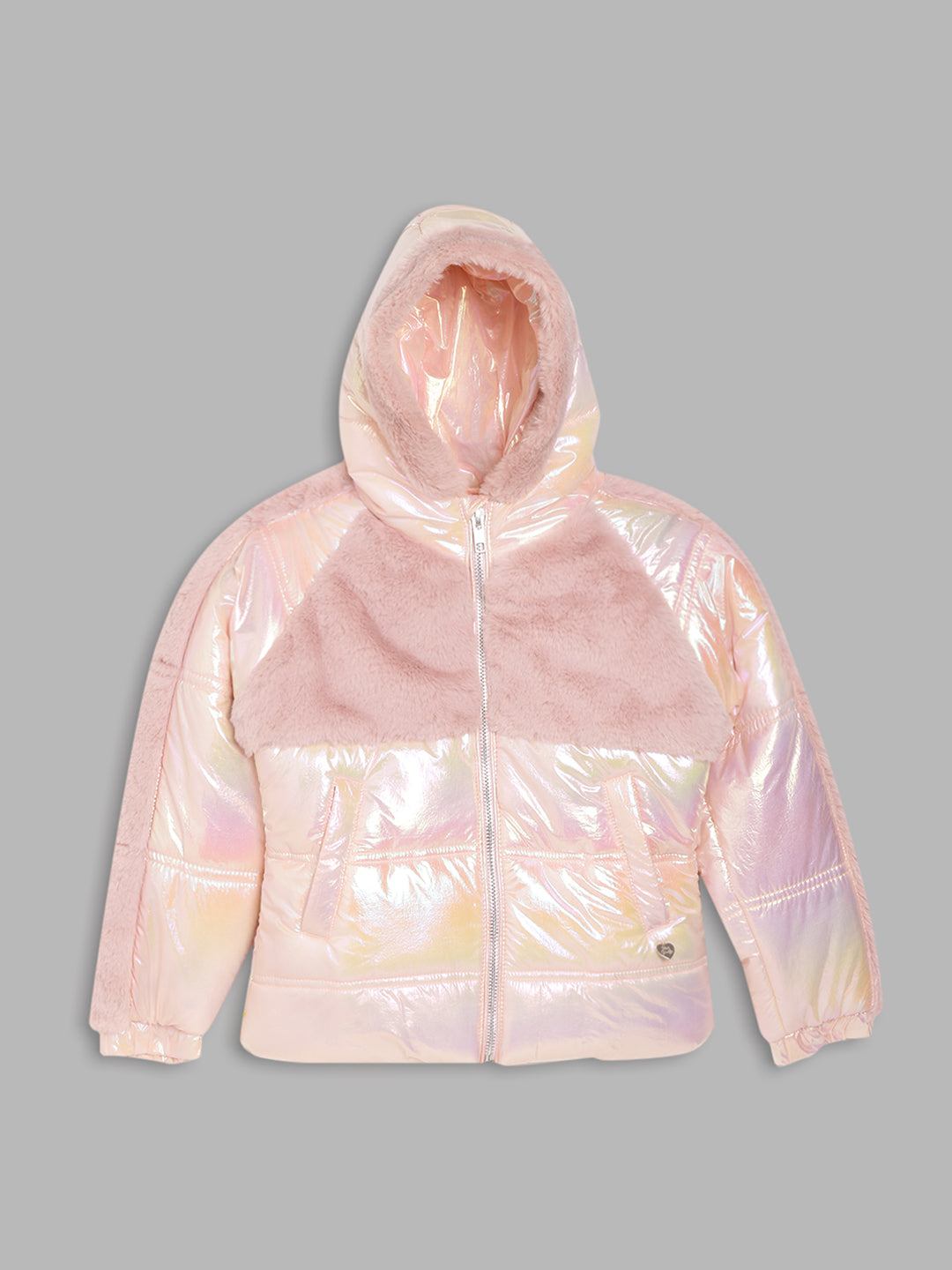 Blue Giraffe Girls Peach Solid Jacket