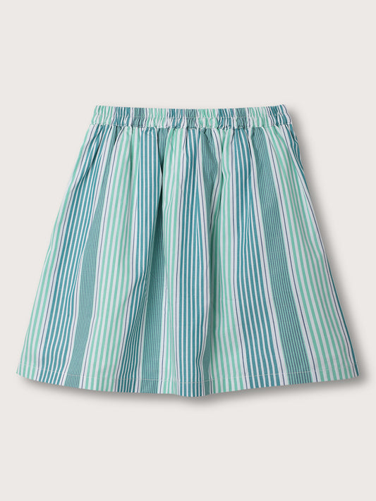 Elle Kids Girls Green Striped A Line Skirt
