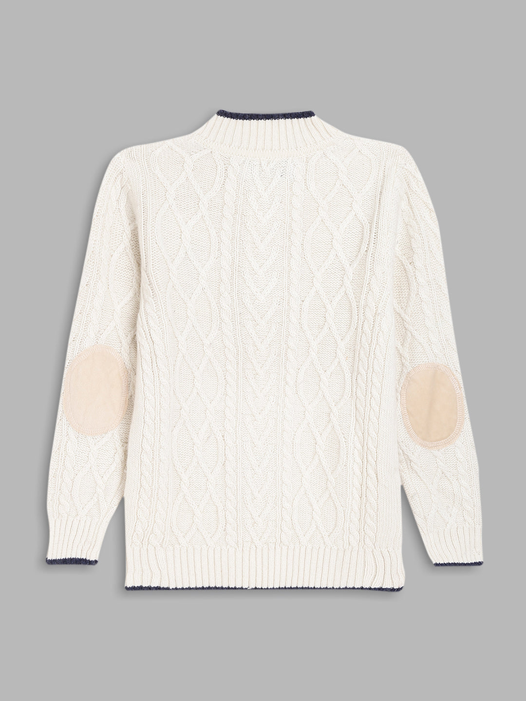 Blue Giraffe Boys Cream Solid Sweater