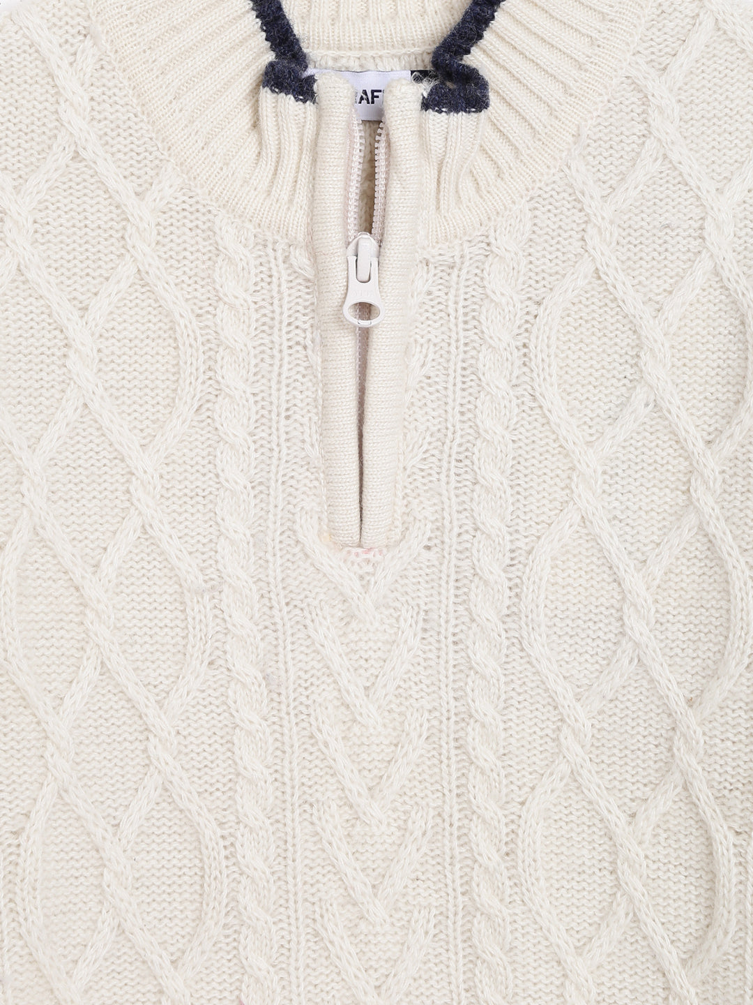 Blue Giraffe Boys Cream Solid Sweater