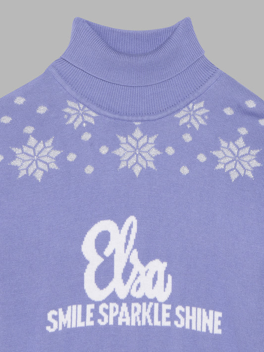 Blue Giraffe Girls Lavender Printed Sweater