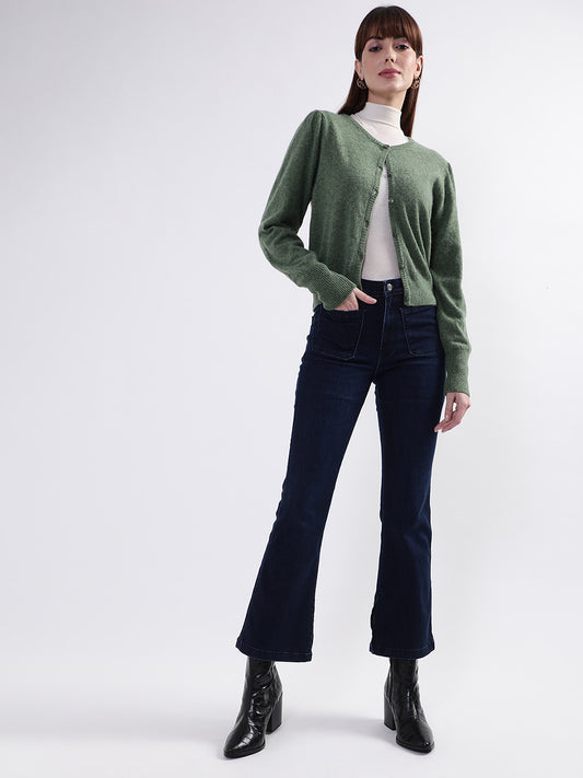 Rooted Women Green Solid Sweater