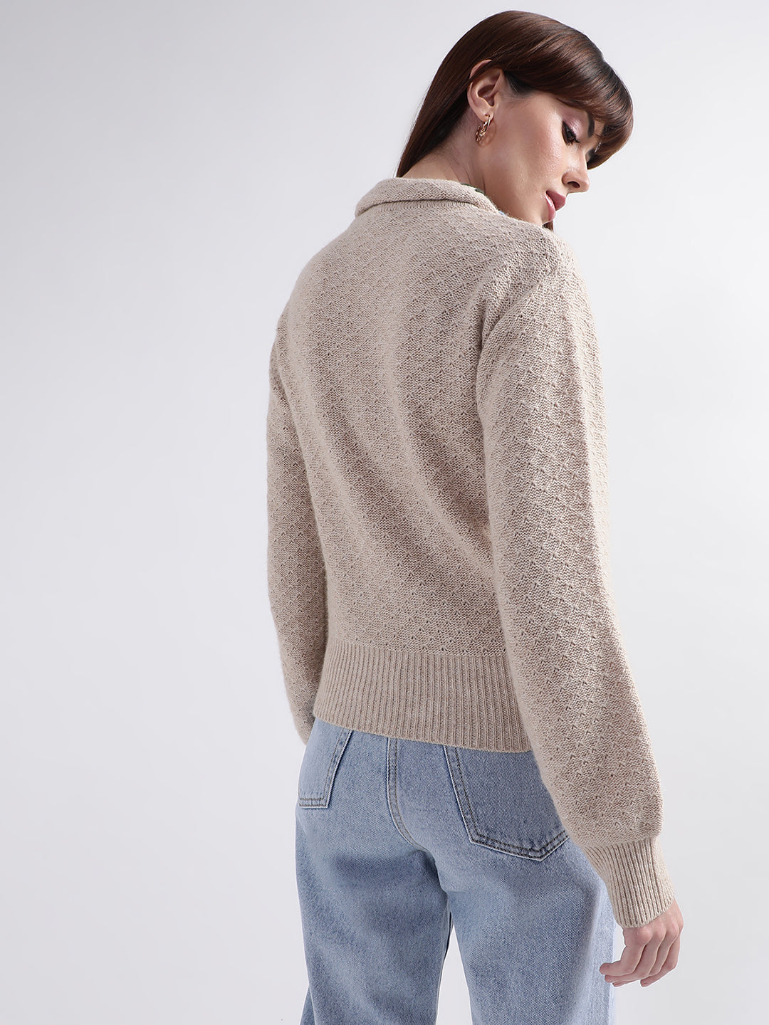 Rooted Women Beige Solid Sweater