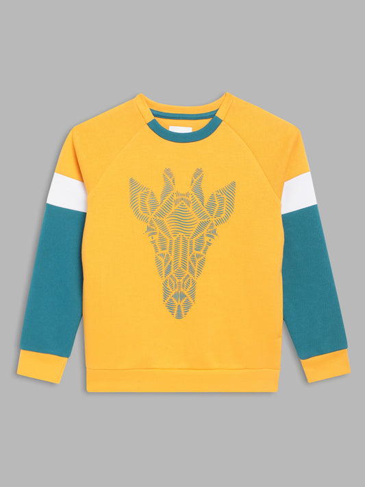 Blue Giraffe Boys Yellow Solid Sweatshirt