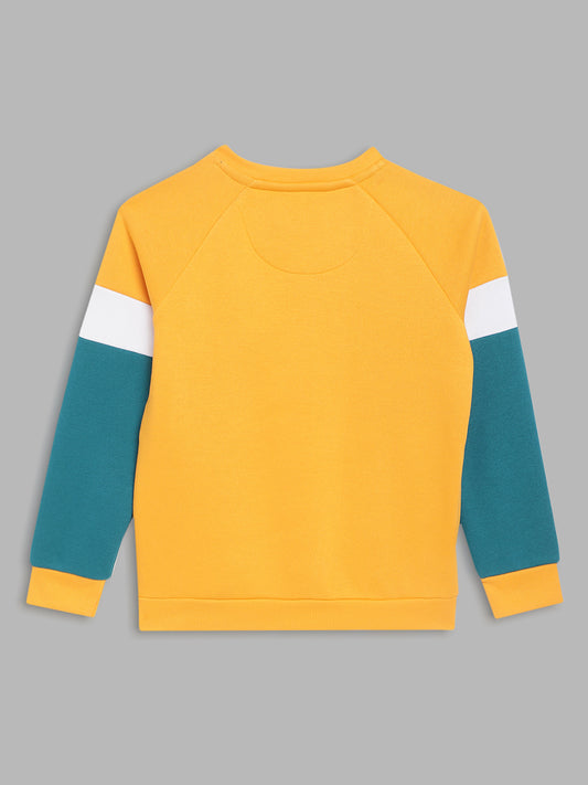 Blue Giraffe Boys Yellow Solid Sweatshirt