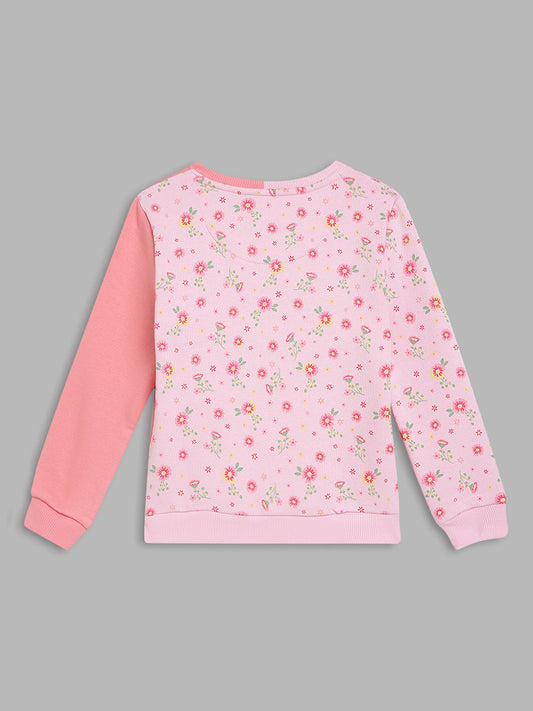 Blue Giraffe Girls Pink Printed Sweatshirt