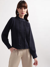 Centre Stage Women Blue Solid Collar Top