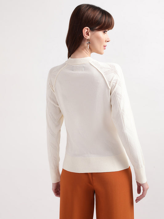 Centre Stage Women White Solid Sweater