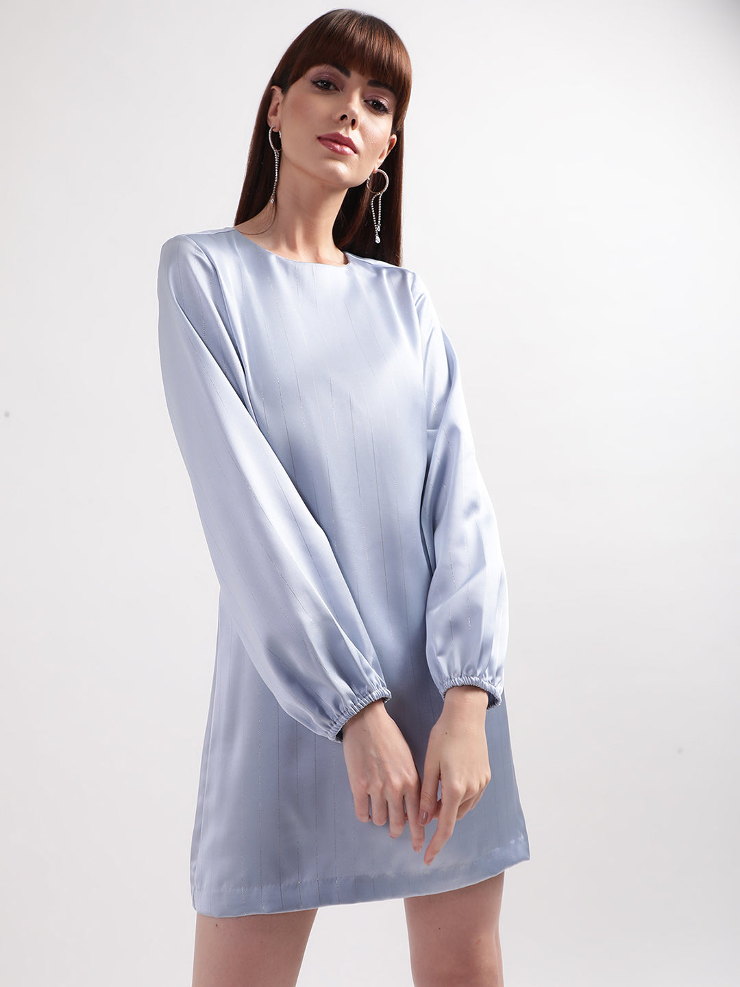 Centre Stage Women Teal Solid Collar Dress