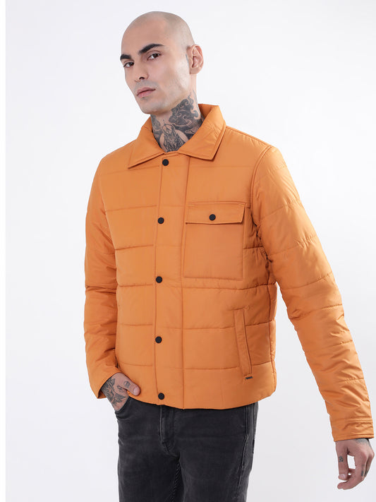 Harsam Mens Orange Quilted Jacket