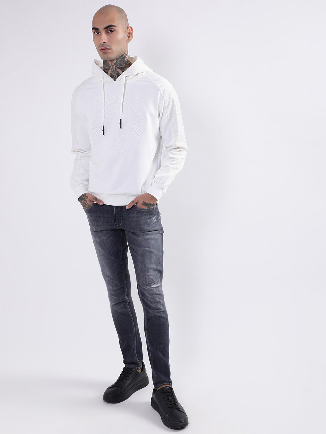 Antony Morato Men Cream-Coloured Hooded Sweatshirt