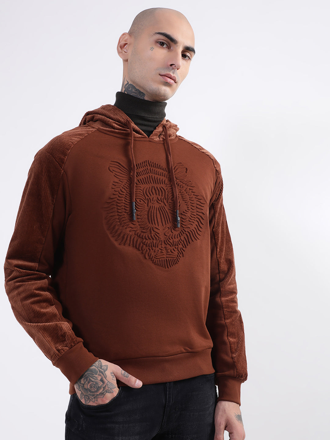 Antony Morato Men Rust Brown Hooded Sweatshirt