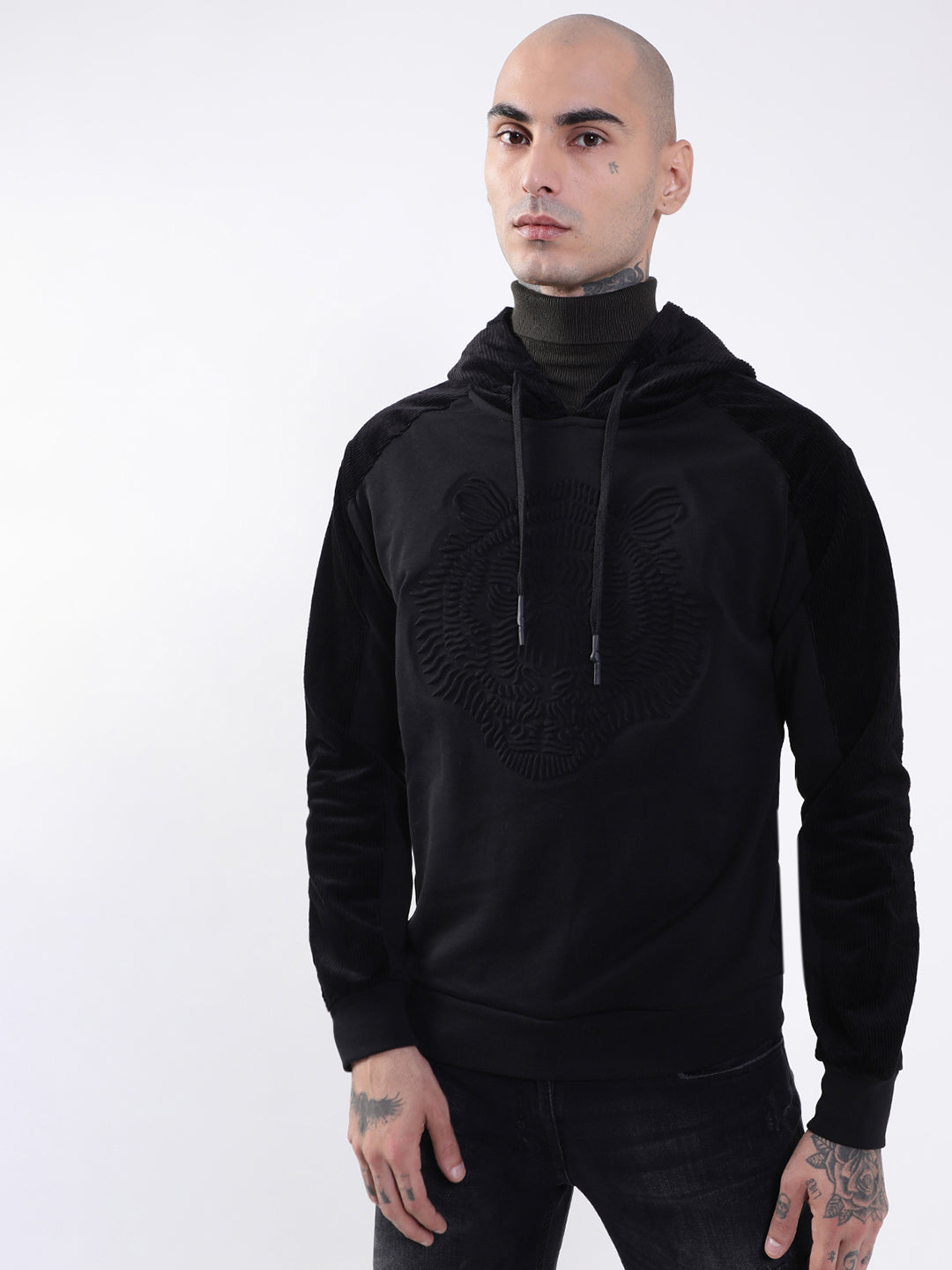 Antony Morato Men Black Printed Hooded Sweatshirt