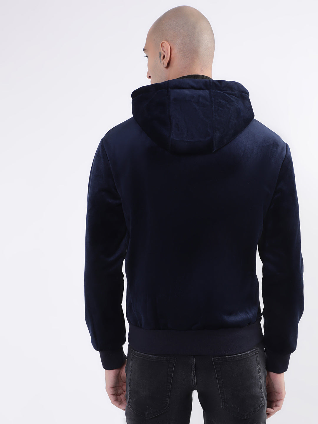 Antony Morato Men Blue Hooded Solid Front-Open Sweatshirt