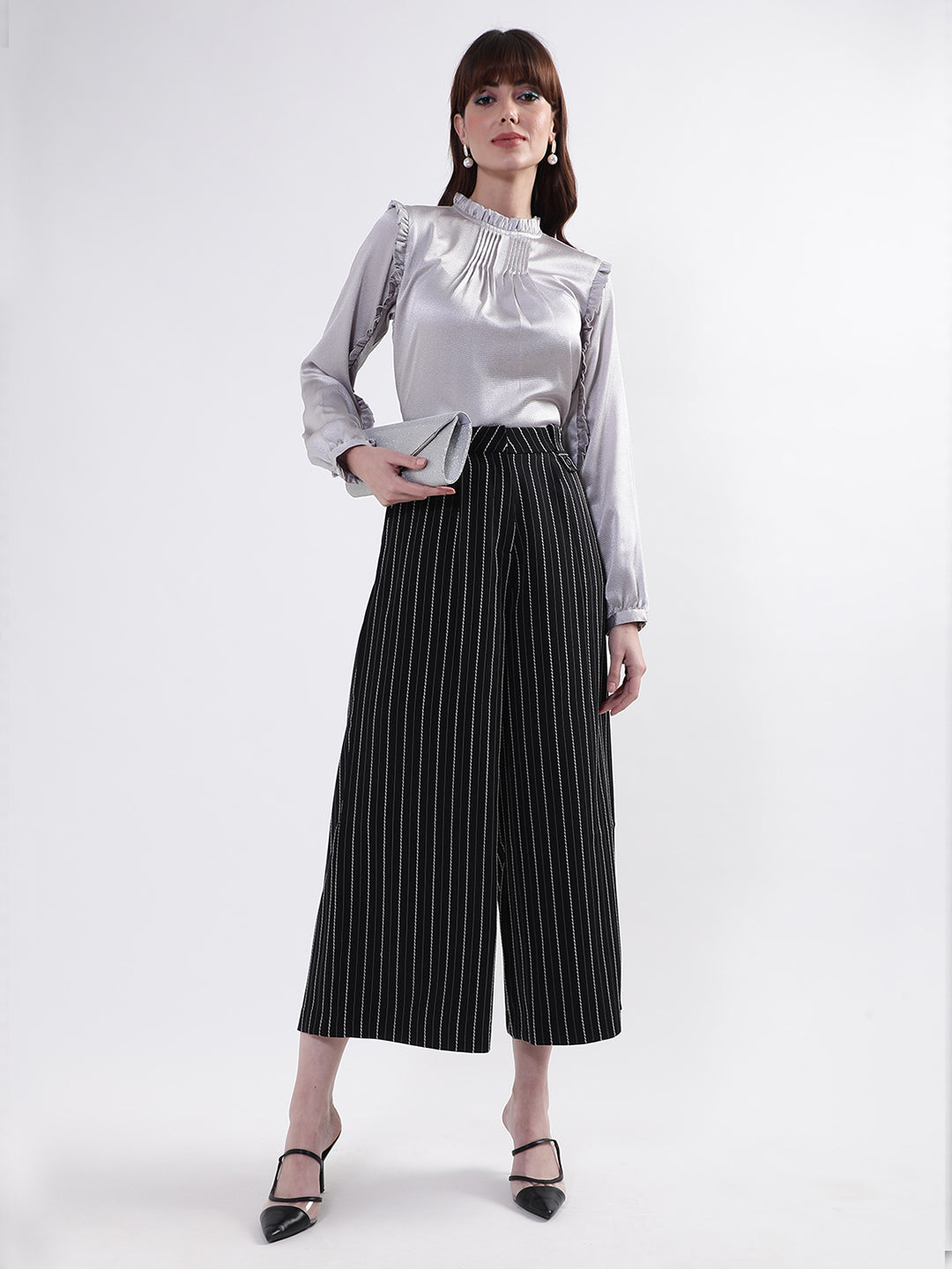 Centre Stage Women Grey Solid Collar Top