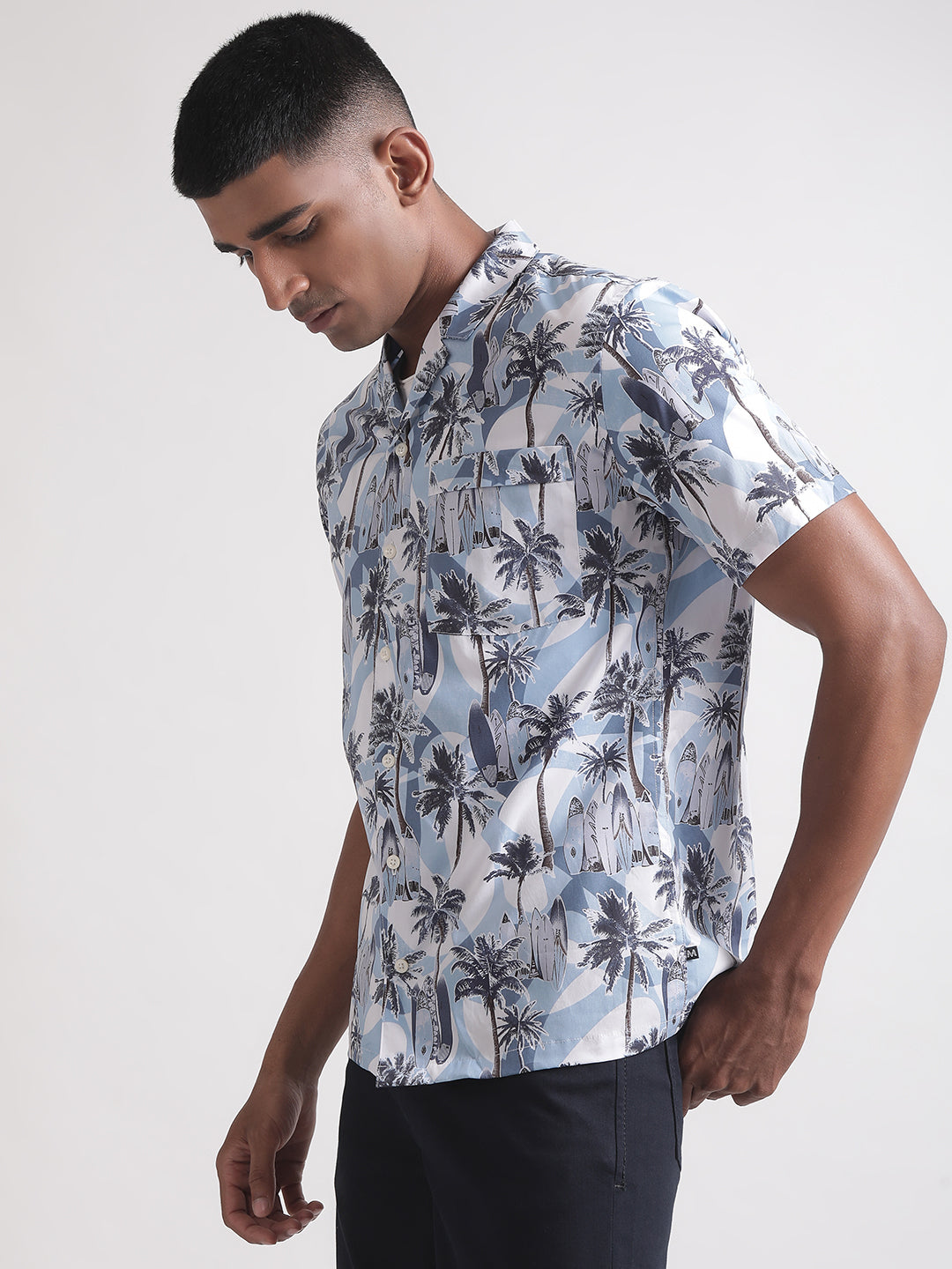 Matinique Blue Printed Regular Fit Shirt