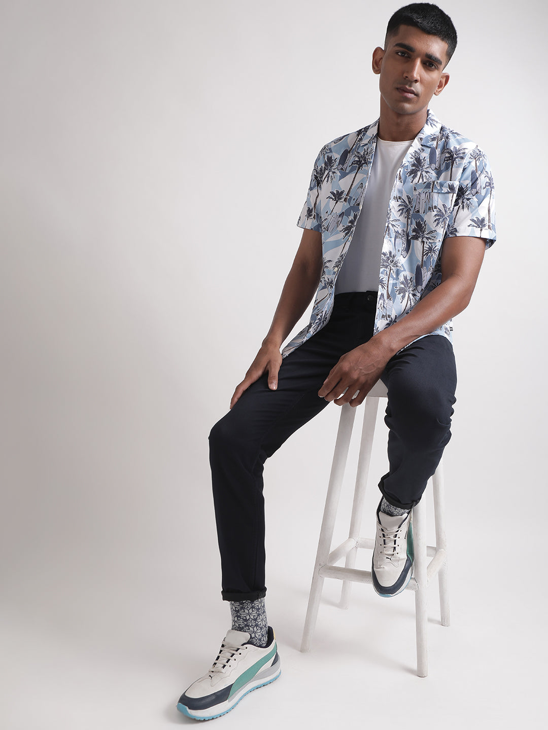 Matinique Blue Printed Regular Fit Shirt