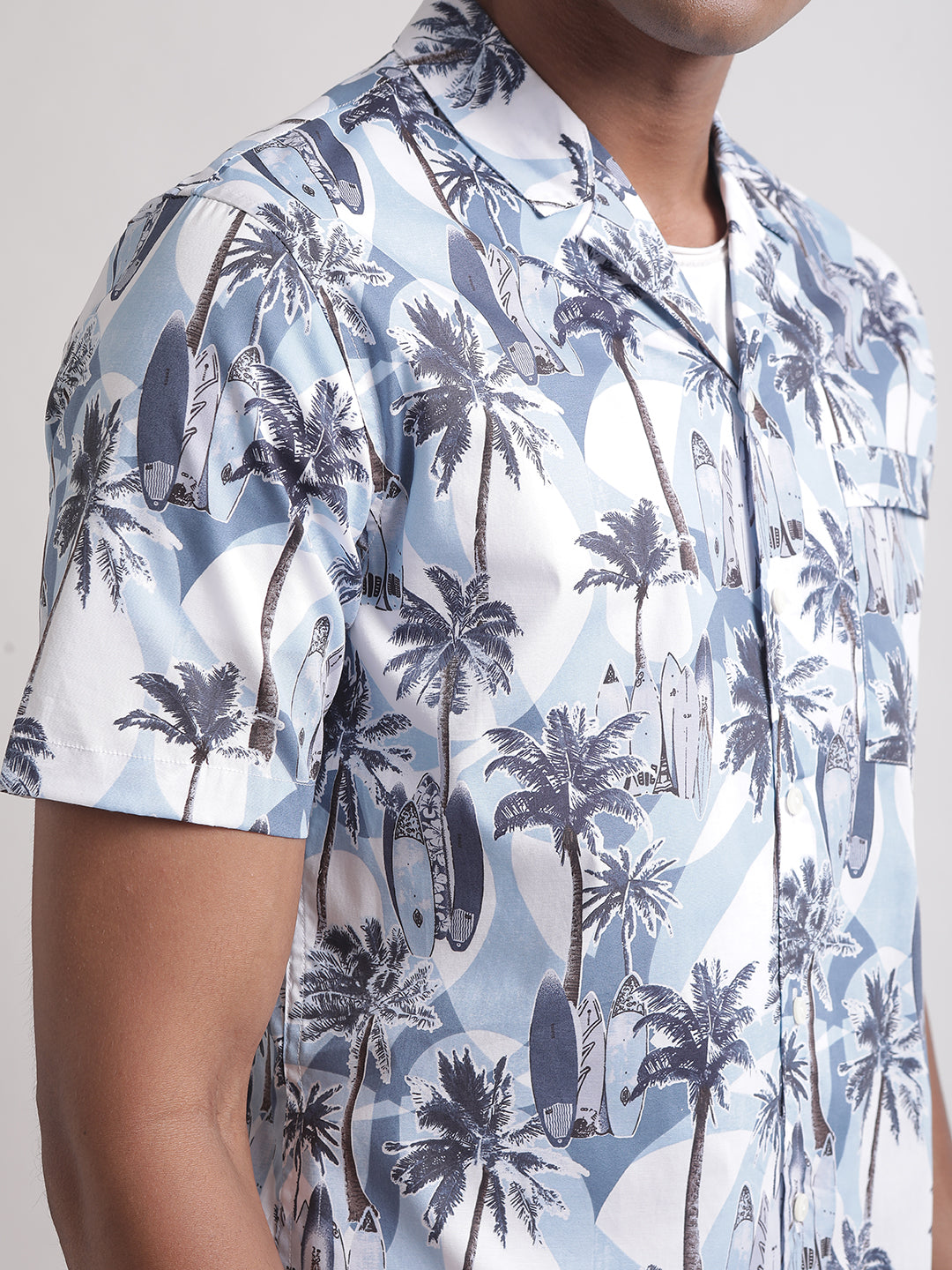 Matinique Blue Printed Regular Fit Shirt