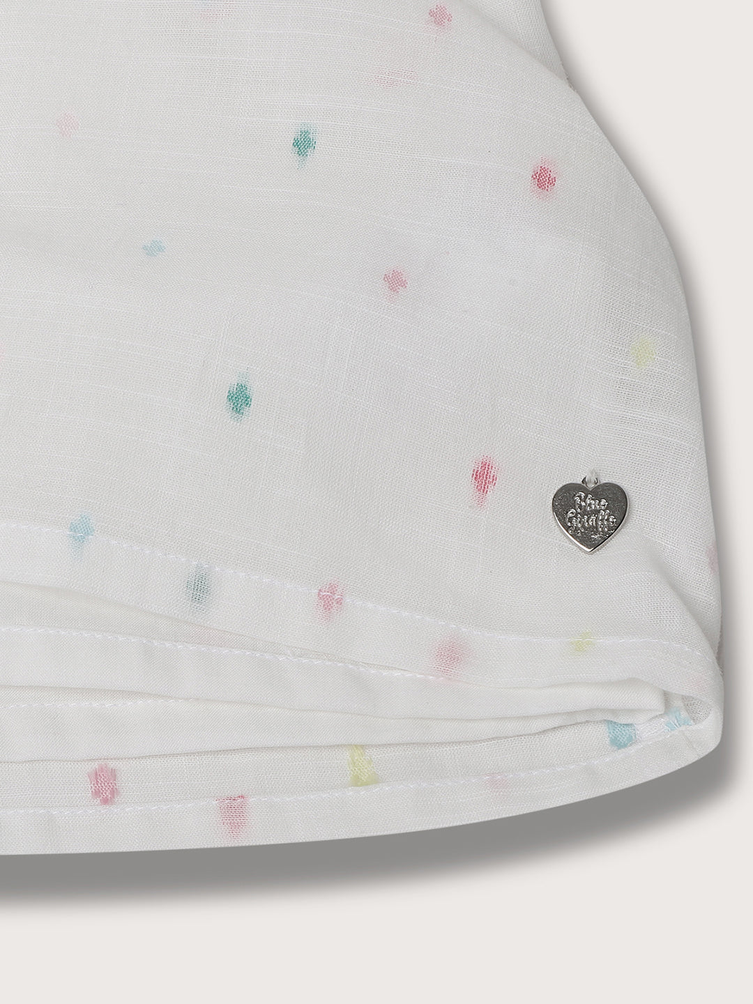 Blue Giraffe Girls White Solid Round Neck Top