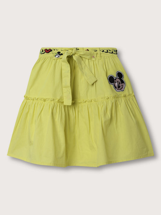 Blue Giraffe Girls Lime Solid Regular Fit Skirt