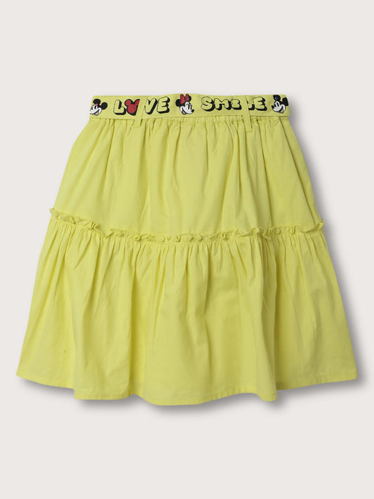 Blue Giraffe Girls Lime Solid Regular Fit Skirt