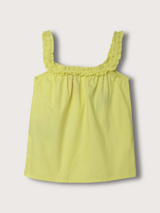 Blue Giraffe Girls Lime Solid Round Neck Top