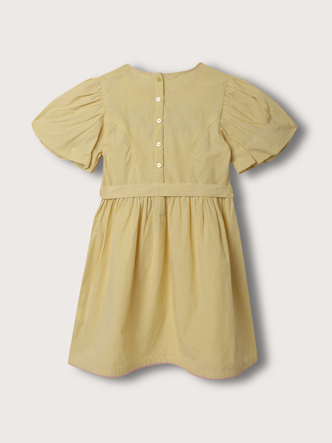 Elle Kids Girls Lemon Yellow Solid Round Neck Dress