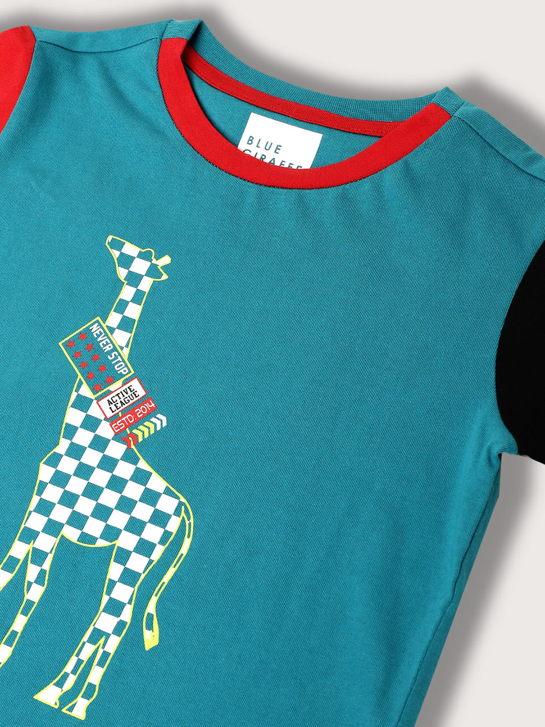 Blue Giraffe Boys Teal Solid Round Neck TShirt