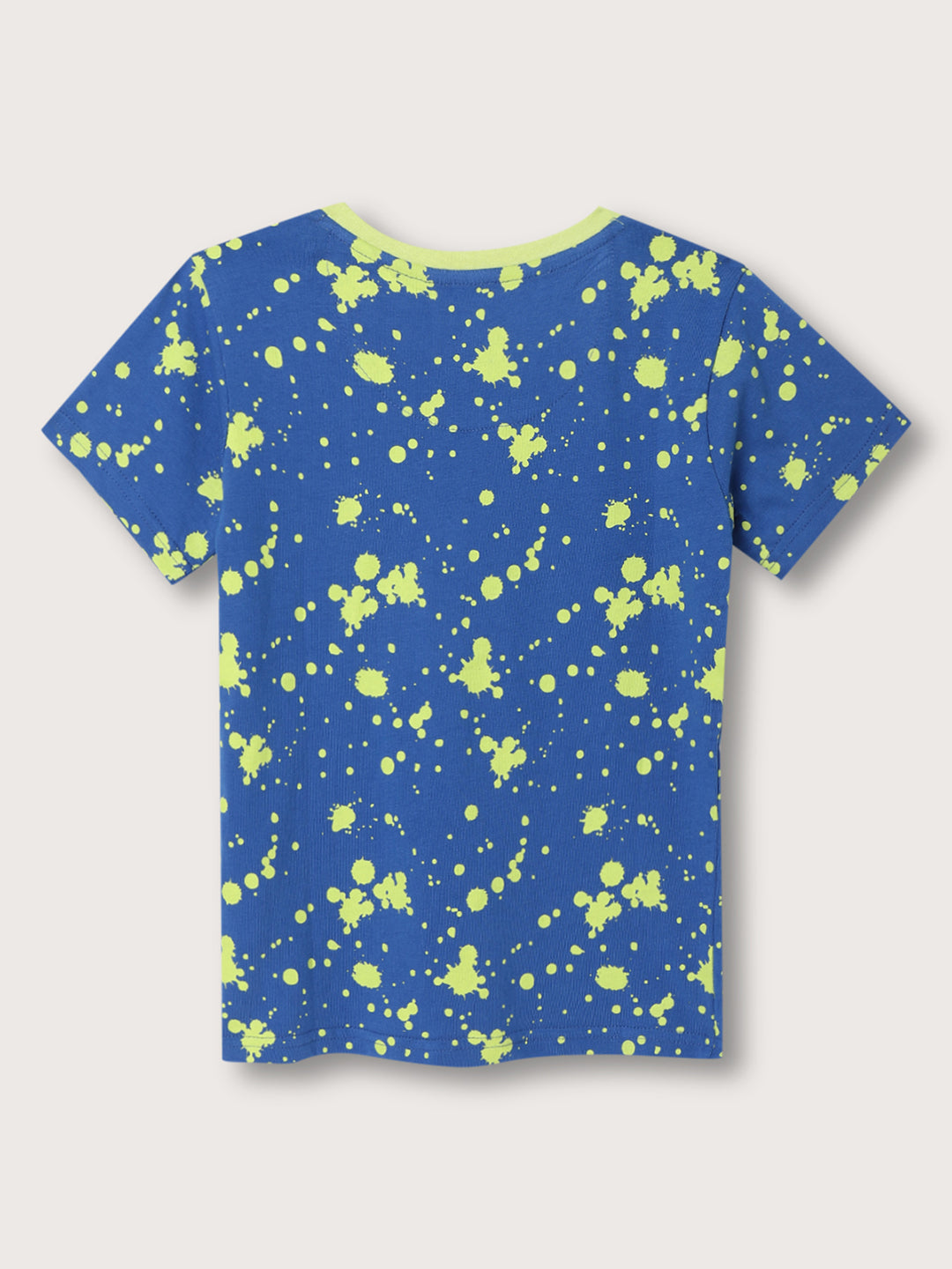 Blue Giraffe Kids Blue & Neo Lime Fashion Printed Regular Fit T-Shirt