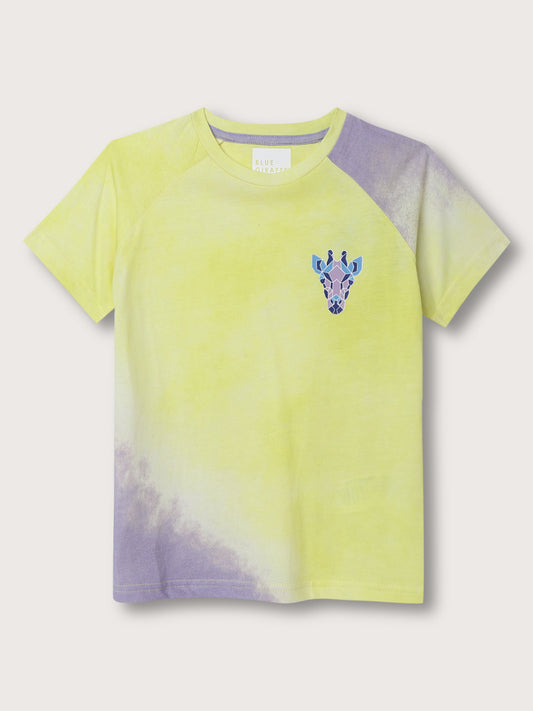 Blue Giraffe Kids Lime & Lavender Fashion Printed Regular Fit T-Shirt