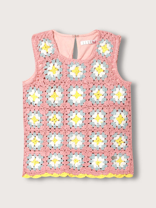 Elle Kids Girls Blush Pink Solid Round Neck Top