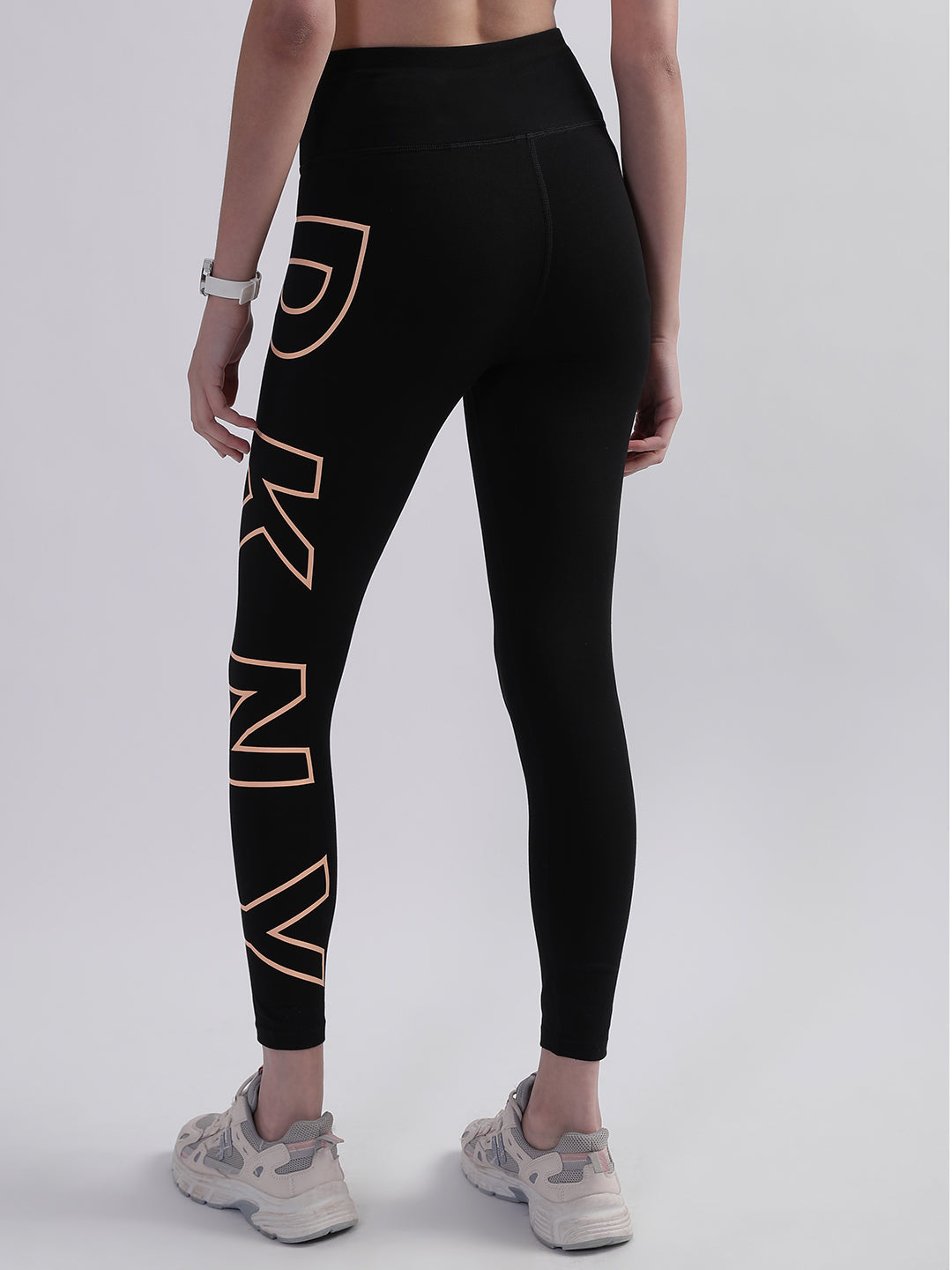 DKNY Women Peach Solid Fitted Leggings