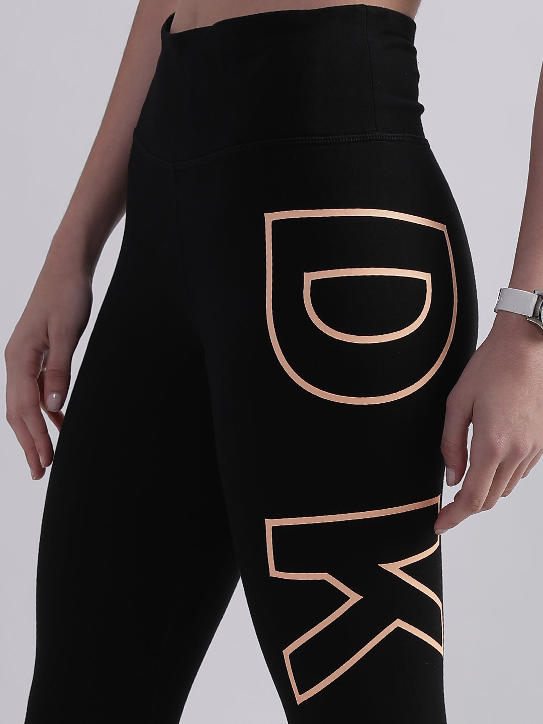DKNY Women Peach Solid Fitted Leggings