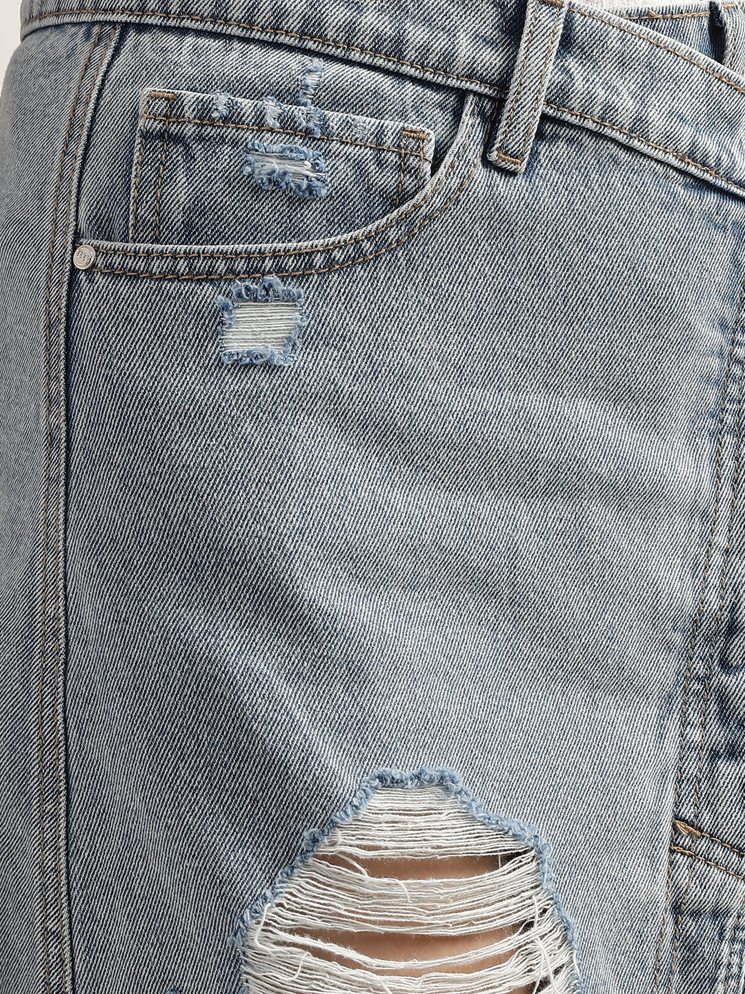 Elle Women Light Blue Solid Regular Fit Skirt