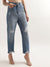 Elle Women Mid Blue Solid Regular Fit Jeans