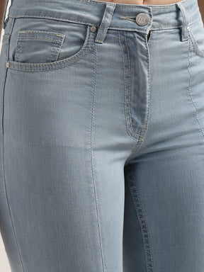Elle Women Blue Solid Regular Fit Jeans