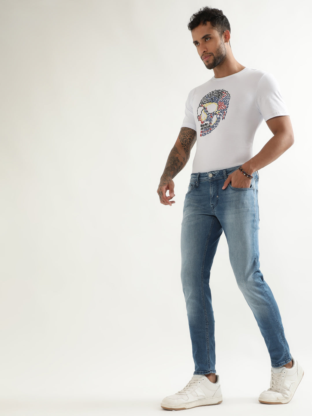 Shop Antony Morato Men Tapered Fit Light Fade Stretchable Cotton
