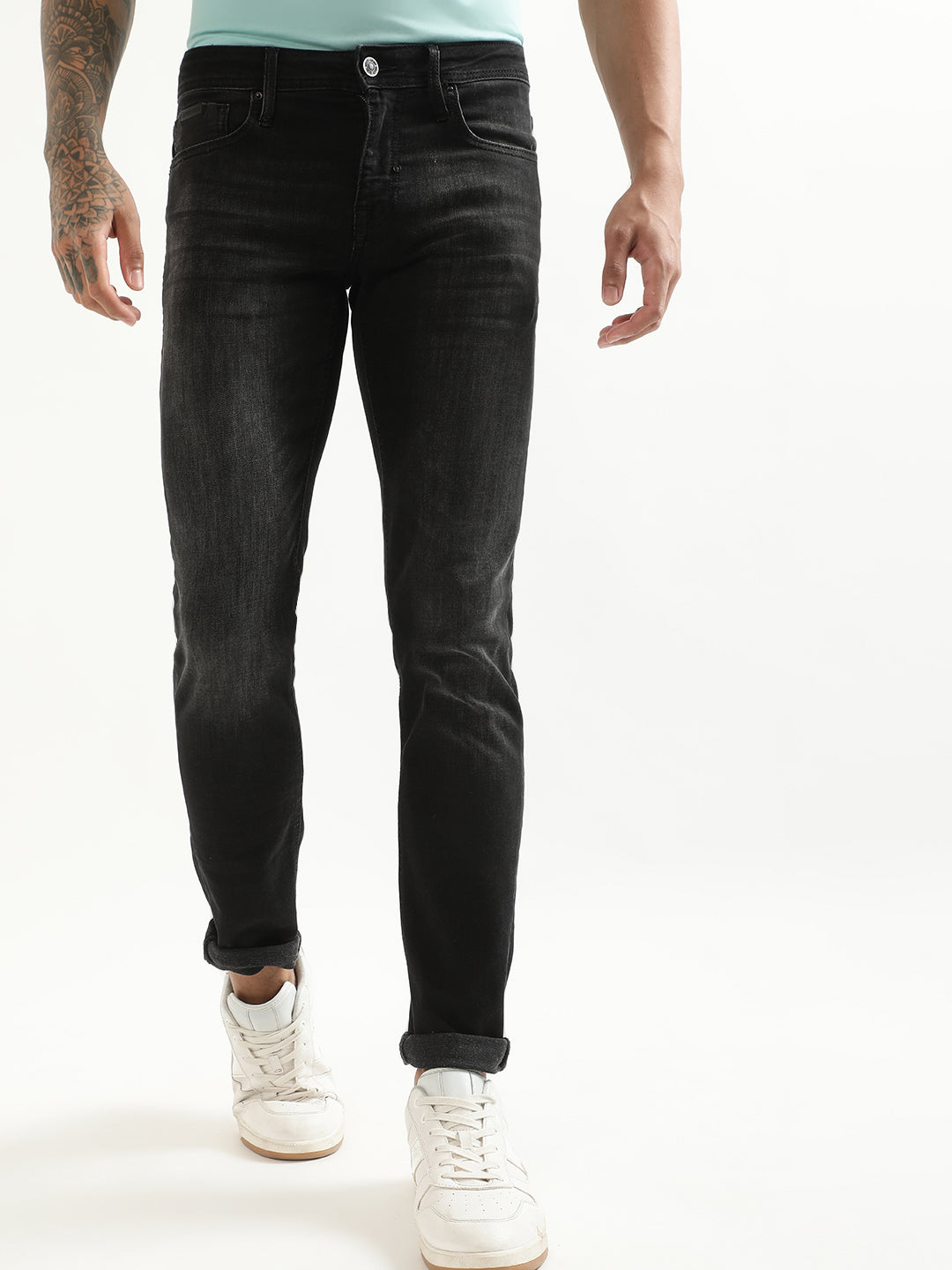 Antony Morato Men Tapered Fit Cotton Light Fade Mid-Rise Stretchable Jeans