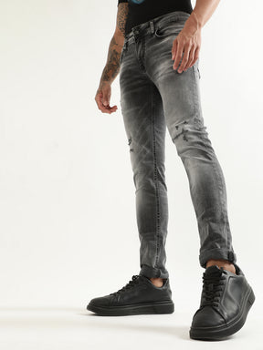 Antony Morato Men Super Skinny Fit Mildly Distressed Heavy Fade Stretchable Cotton Jeans